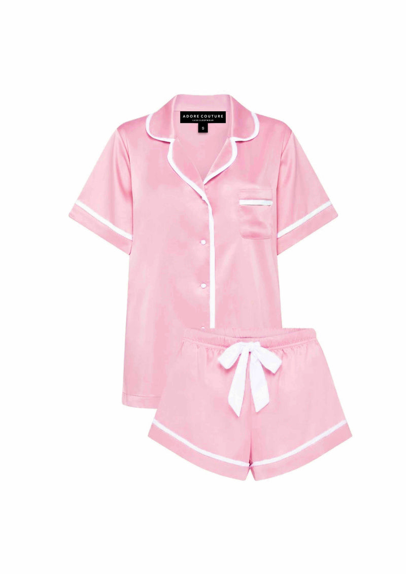 Pink Short Silk Pyjama Set