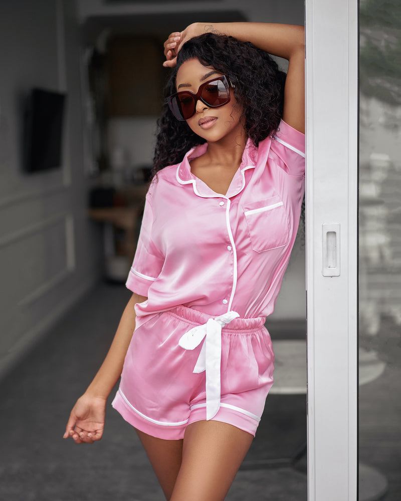 Pink Short Silk Pyjama Set